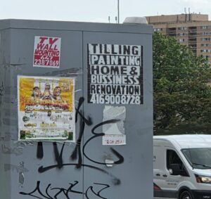 An example of a so-called "quality contractor" advertising on public property.